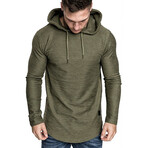 Longe Sleeve Hooded Shirt // Army Green (M)