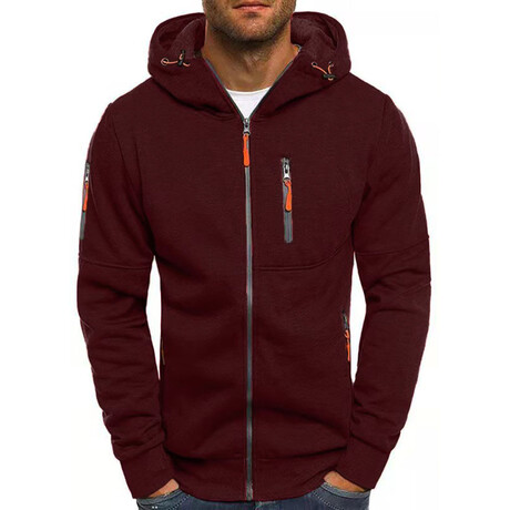 Zip Up Hooded Jacket // Wine Red (XS)