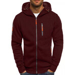 Zip Up Hooded Jacket // Wine Red (XL)