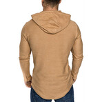 Longe Sleeve Hooded Shirt// Khaki (XL)