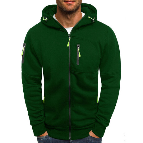 Zip Up Hooded Jacket  // Dark Green (XS)