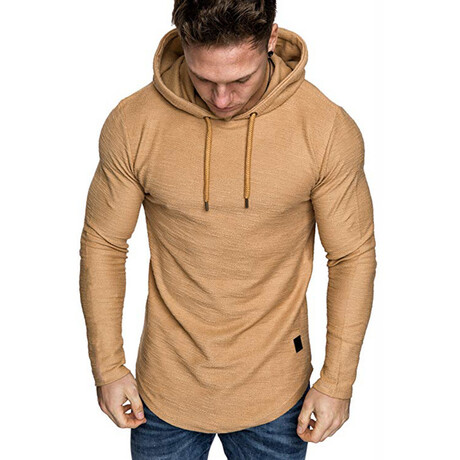 Longe Sleeve Hooded Shirt// Khaki (XS)