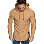 Longe Sleeve Hooded Shirt// Khaki (L)