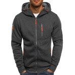 Zip Up Hooded Jacket // Dark Gray (M)