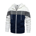 Color Block Jacket // White + Blue (XS)