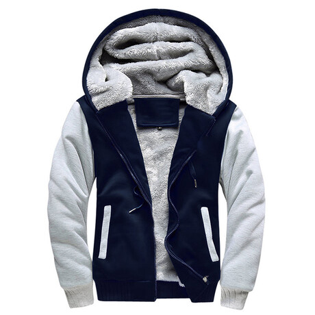 Fleece Lined Jacket // Gray + Blue (XS)