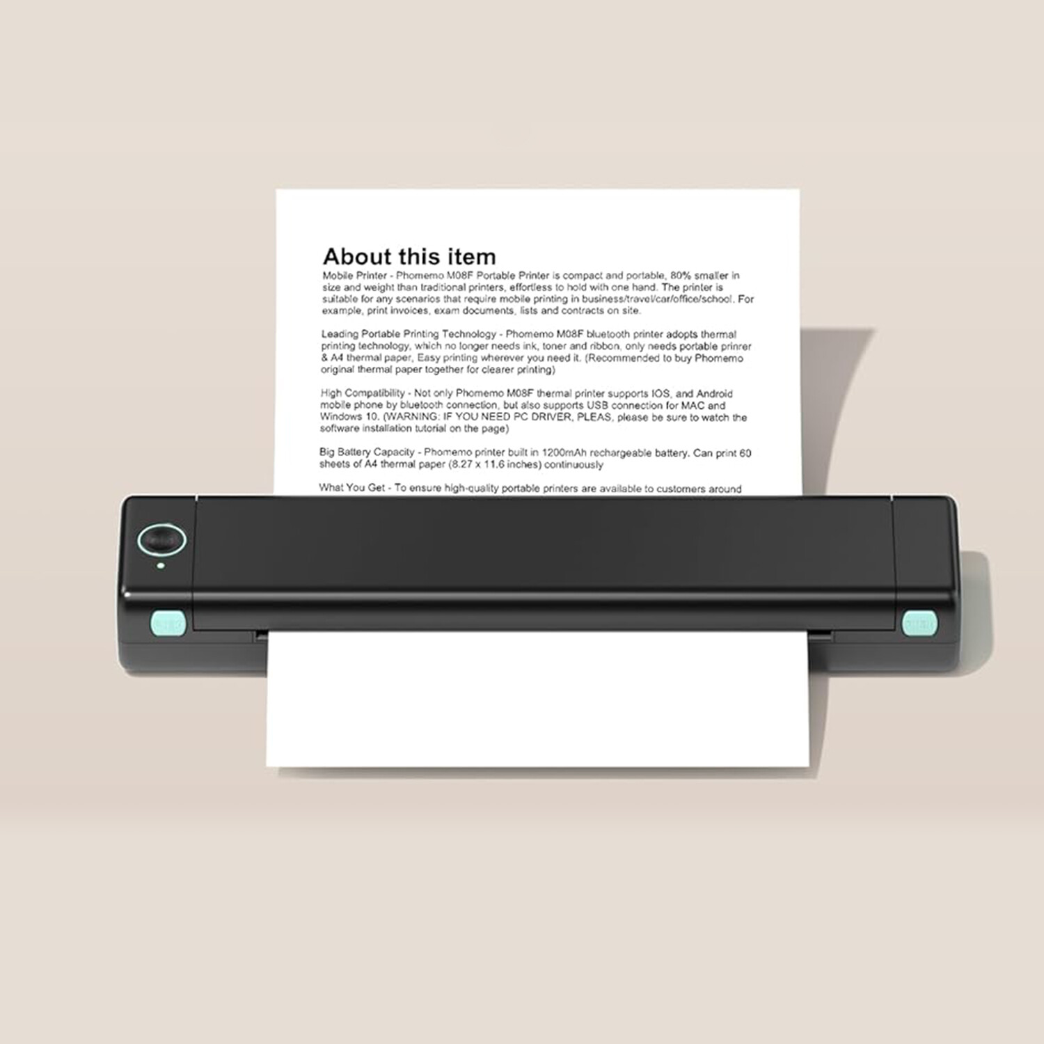 A4 Paper Printer Phomemo M08F Portable Thermal Wireless Bluetooth Mobile  Printer