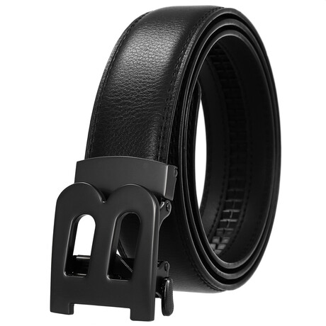 Leather Belt - Automatic Buckle // Black + B Black Buckle