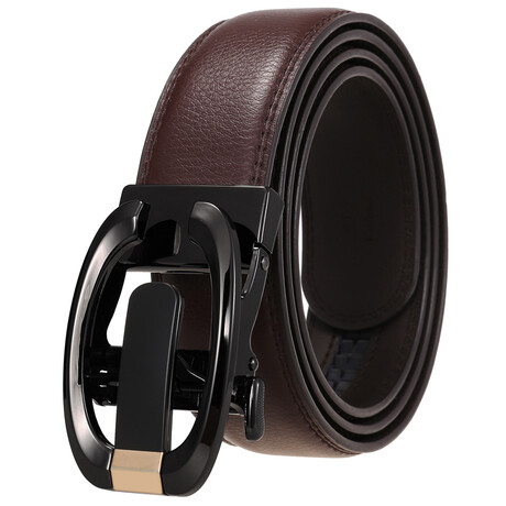 Leather Belt - Automatic Buckle // Brown + G Black Buckle
