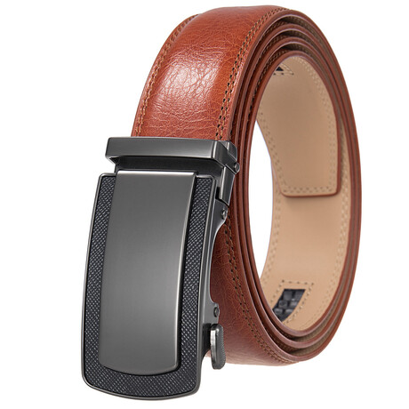 Leather Belt - Automatic Buckle // Tan + Silver Matte Buckle