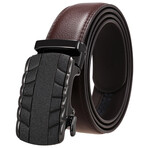 Leather Belt - Automatic Buckle // Brown + Black Textured Buckle