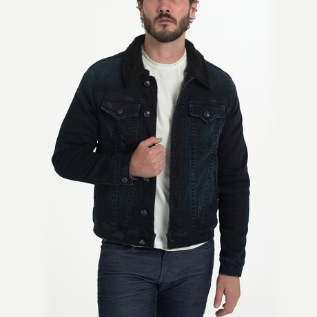 Classic Sherpa Denim Jacket Imperial Blue // Black Sherpa (S)