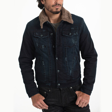 Classic Sherpa Denim Jacket Imperial Blue // Brown Sherpa (S)