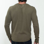 Knitted Henley T-Shirt // Military Green (S)