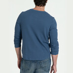 Knitted Henley T-Shirt // Blue (2XL)