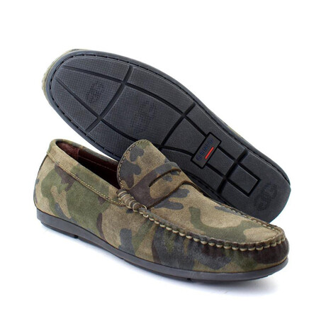 Penny Loafers // Green Camouflage Print (Euro: 39)