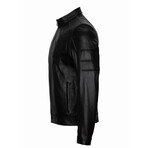 Chest Detail Racer Leather Jacket // Black (XL)