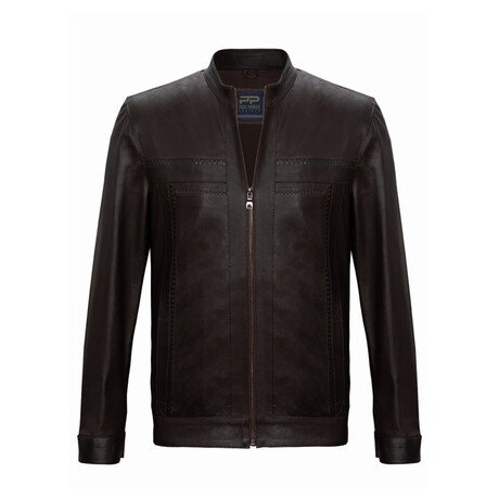 Racer Leather Jacket // Dark Brown (S)
