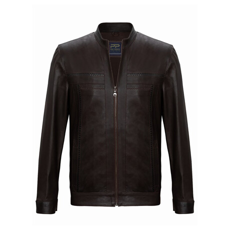 Racer Leather Jacket // Dark Brown (XS)