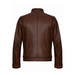 Chest Detail Racer Jacket // Chestnut (3XL)