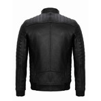 Quilted Shoulder + Sides Racer Jacket // Black (S)