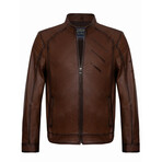 Chest Detail Racer Jacket // Chestnut (3XL)