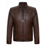 Casual Racer Leather Jacket // Chestnut (3XL)