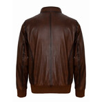 Mock Neck Bomber Jacket // Chestnut (M)