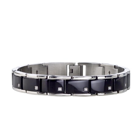 1/10Ctw Stainless Steel Bracelet With Black Iron Plating