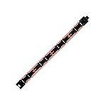 0.03Ctw Stainless Steel Bracelet With Black + Rose Iron Plating Crosses