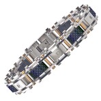 0.025 Ctw Stainless Steel Bracelet With Yellow Iron Plating + Balck Carbon Fiber