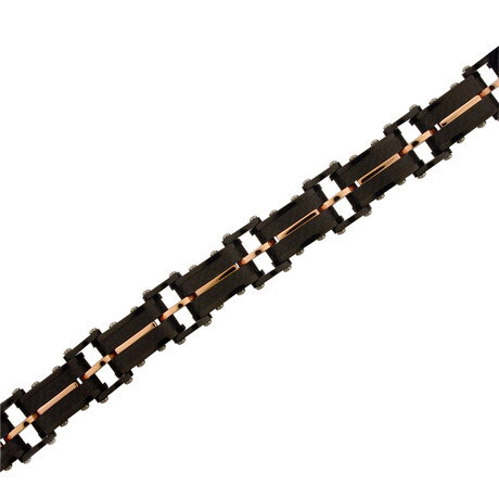 Stainless Steel Braclet With Black Iron Plating , Black Carbon Fiber + Rose Iron Plating