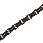 Stainless Steel Braclet With Black Iron Plating , Black Carbon Fiber + Rose Iron Plating