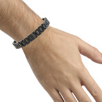 1/8Ctw Black Treated Diamond Stainless Steel Bracelet With Black Iron Plating