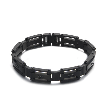 1/4Ctw Black Treated Diamond Stainless Steel Bracelet With Black Matt Finish