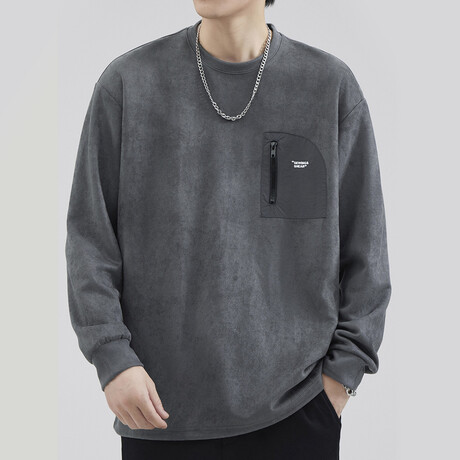 Sweatshirt with Zip Up Front Pocket // Dark Gray (XS)