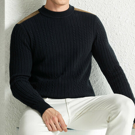 Textured Merino Wool Sweater // Black (XS)