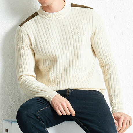 Textured Merino Wool Sweater // White (XS)