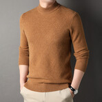 Diamond Pattern Wool Mock Neck Sweater // Copper (2XL)