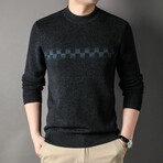 Square Details Merino Wool Mock Neck Sweater // Dark Gray (XL)