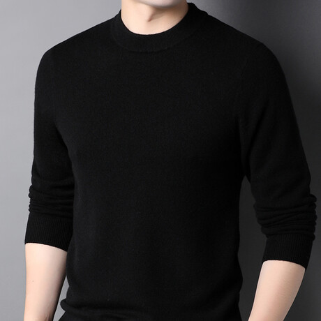 Merino Wool Mock Neck Sweater // Black (XS)