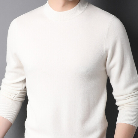 Merino Wool Mock Neck Sweater // White (XS)