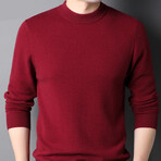 Merino Wool Mock Neck Sweater // Burgundy (3XL)