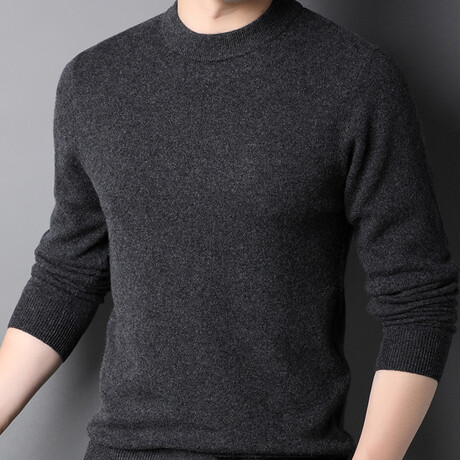 Merino Wool Mock Neck Sweater // Dark Gray (XS)