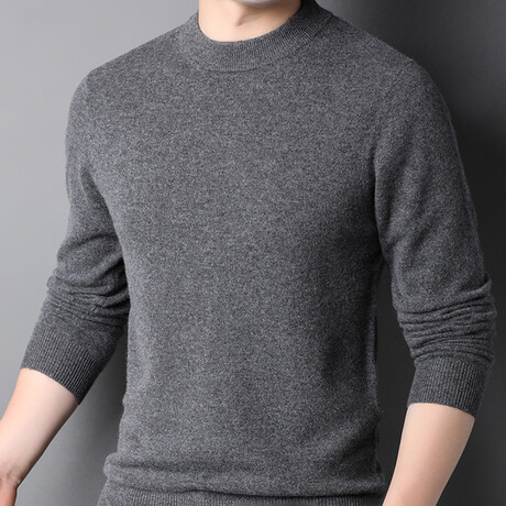 Merino Wool Mock Neck Sweater  // Gray (XS)