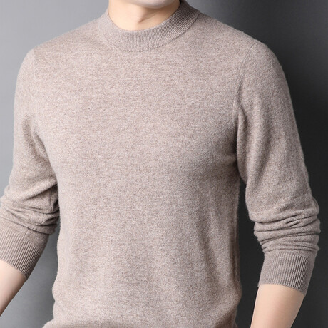 Merino Wool Mock Neck Sweater // Tan (XS)