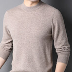 Merino Wool Mock Neck Sweater // Tan (M)