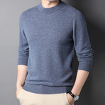 Merino Wool Mock Neck Sweater // Light Blue (L)