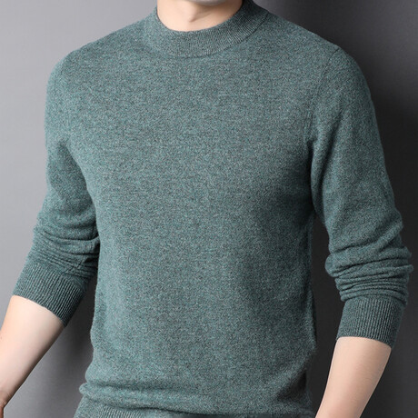 Merino Wool Mock Neck Sweater  // Green (XS)