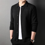 Button Up Striped Cardigan // Black (XS)